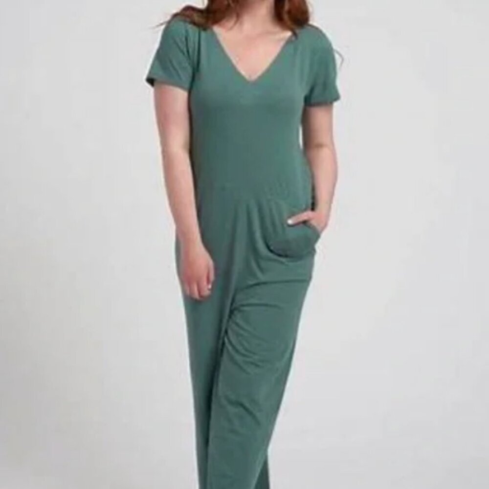 Universal Standard Ultimates Jemma Jumpsuit 2XS V-Neck Green Wide Leg Oversized